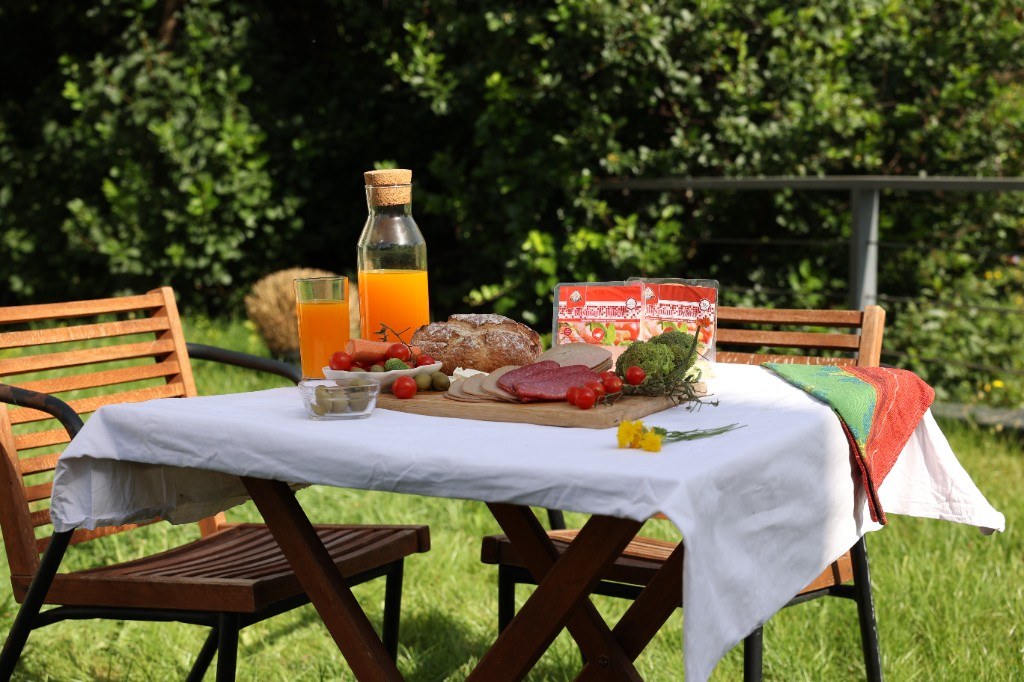 Outdoor food table with deli products